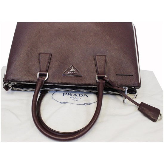 Prada Matinée Large Saffiano Leather Crossbody Top Handle Bag