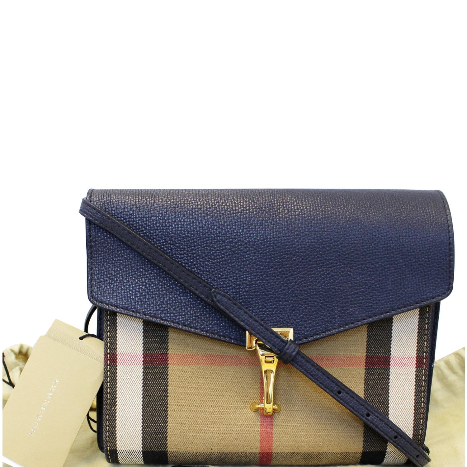 Burberry Bag, Black Derby Calfskin Vintage Check Small Macken Crossbody Bag