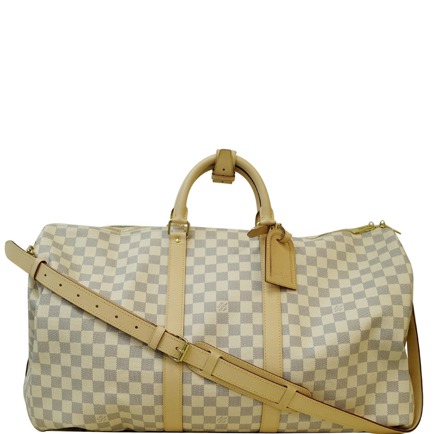 Louis Vuitton Keepall Bandoulière 55 Beige Damier Azur