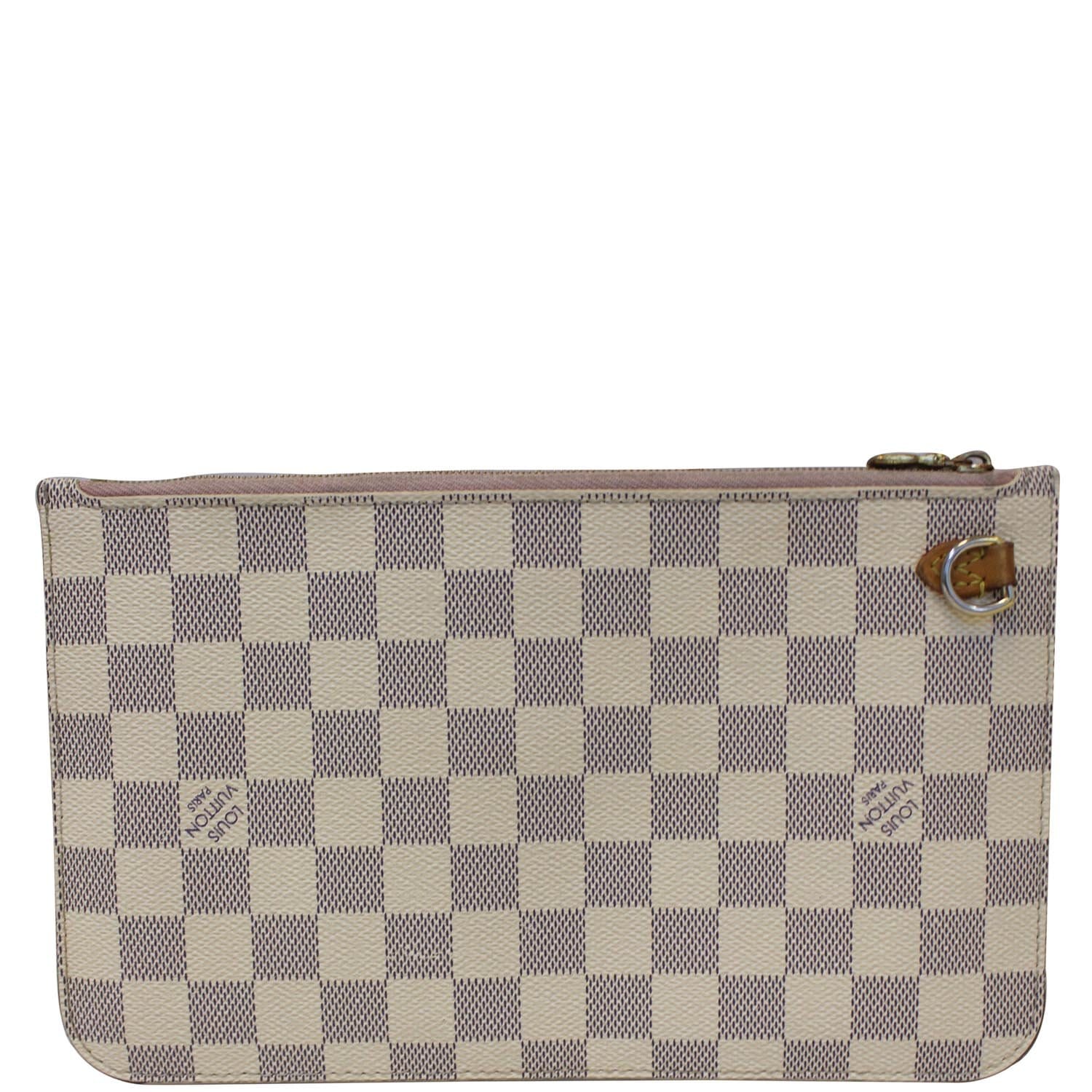 LOUIS VUITTON Pochette Wristlet Pouch Damier Azur Neverfull MM White-US