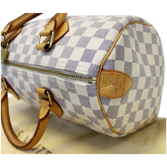 Louis Vuitton Speedy 30 Damier Azur Satchel Bag White