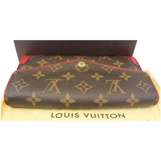 LOUIS VUITTON MONOGRAM PORTEFEUILLE SARAH RETIRO LONG WALLET Brown Red  Leather Cloth ref.784134 - Joli Closet
