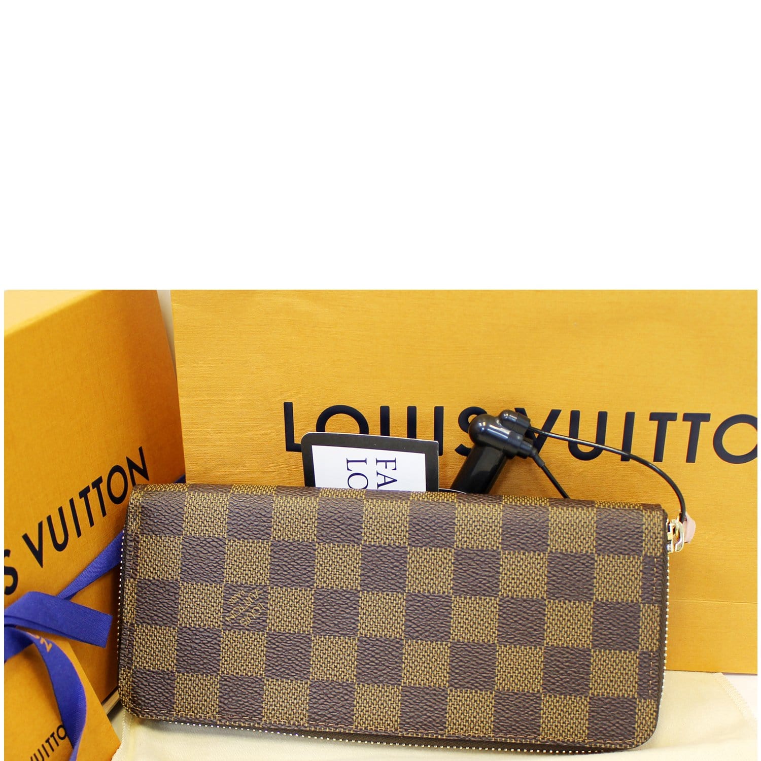 Date Code & Stamp] Louis Vuitton Damier Ebene Clemence Zippy Long Wallet