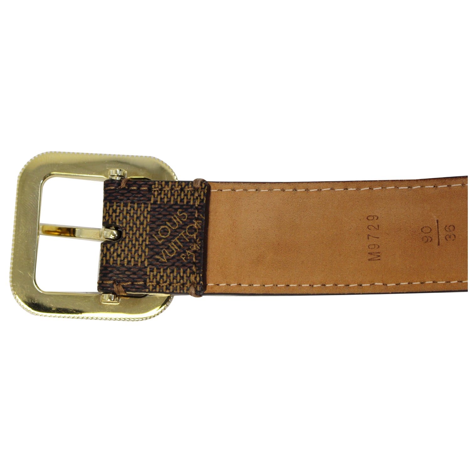 LOUIS VUITTON Tresor Damier Ebene Belt Brown Size 41