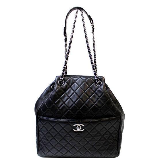 CHANEL Drawstring Bucket Quilted Lambskin Leather Shoulder