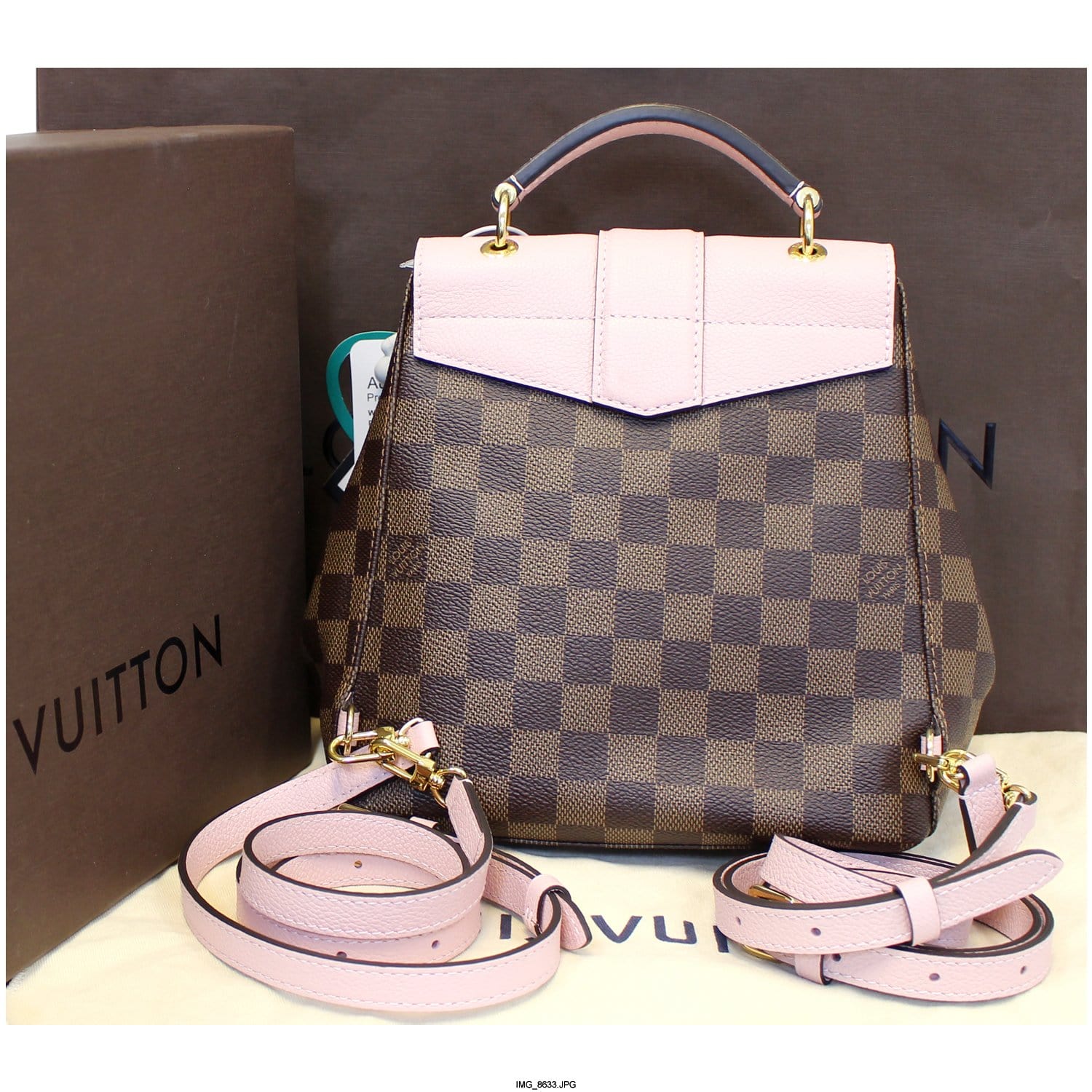 Louis Vuitton Backpack Clapton Damier Ebene Pink in Coated Canvas/Leather  with Gold-tone - US