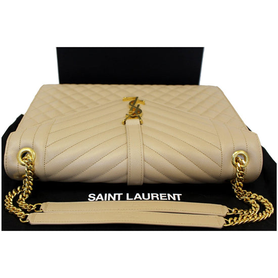 Saint Laurent Large Envelope Bag Matelassé Leather Storm