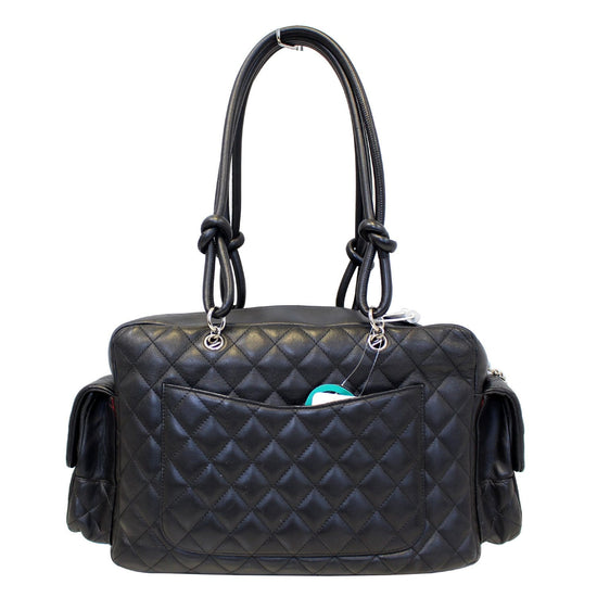 Chanel Blue Quilted Distressed Leather Cambon Cotton Club Reporter