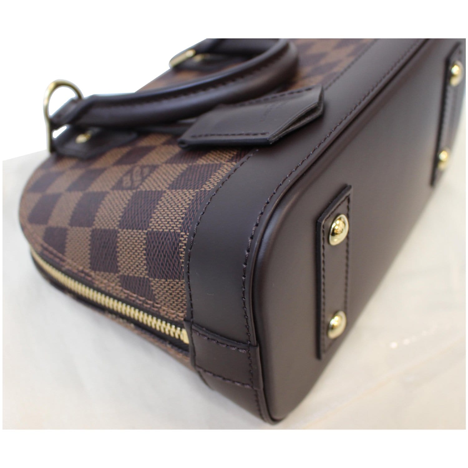 LOUIS VUITTON Alma BB Damier Ebene Satchel Bag Brown