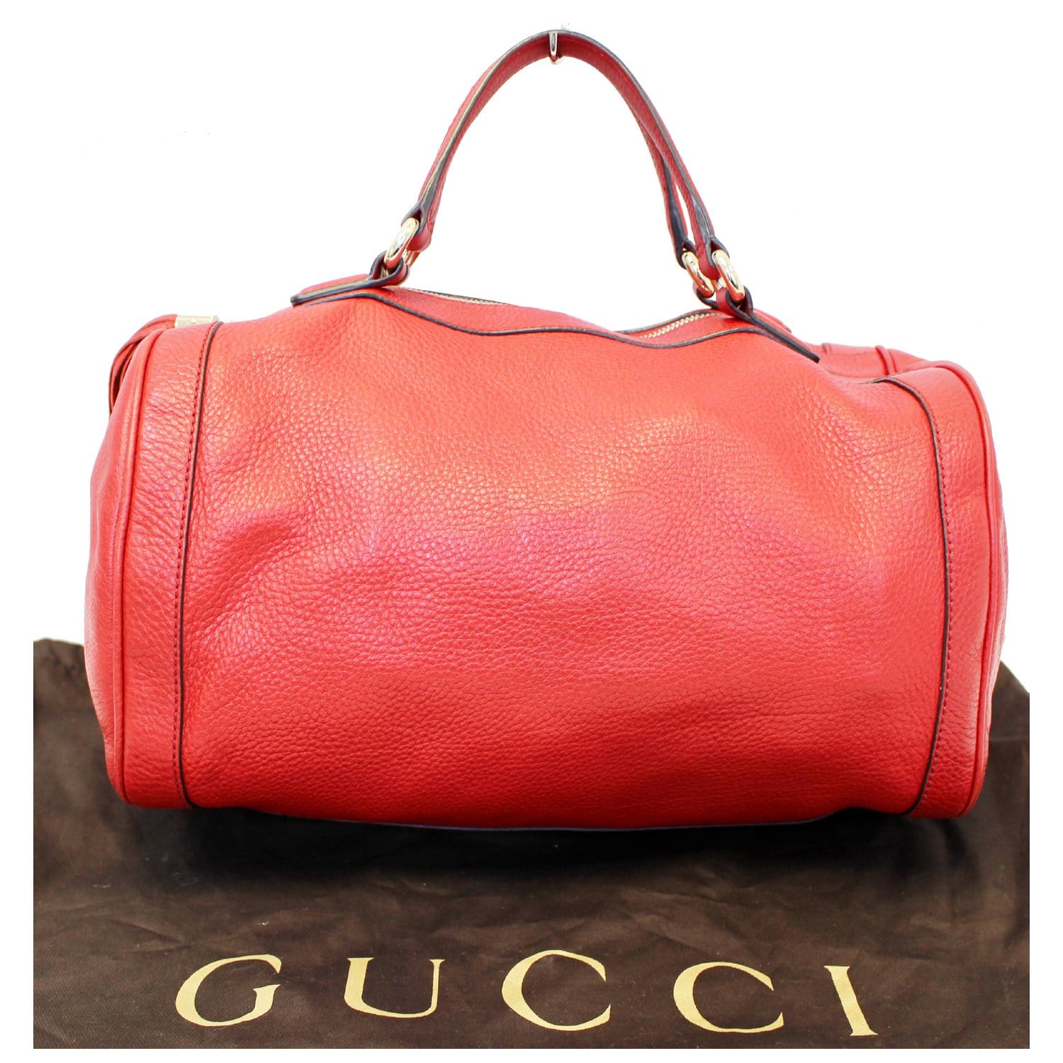 GUCCI Red Leather Soho Boston Bag