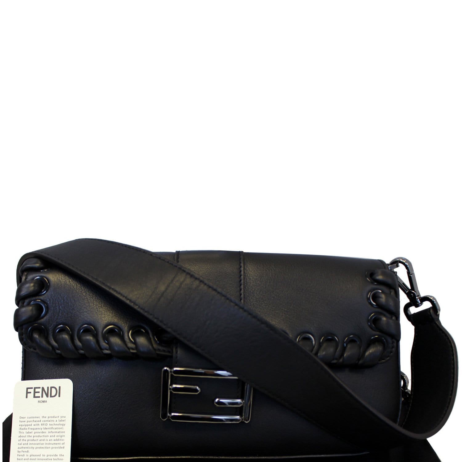 Zonsverduistering Aanvulling Reis FENDI BAGUETTE Black Leather Shoulder Bag-US