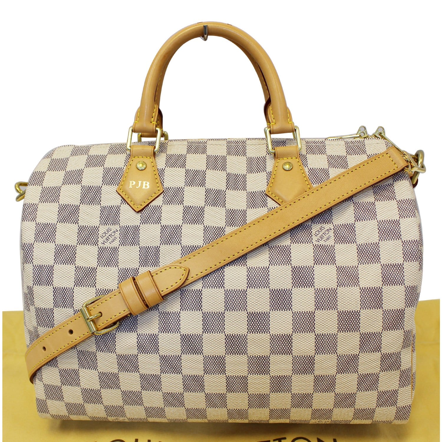 LOUIS VUITTON Speedy 30 Damier Azur Bandouliere Satchel Bag White-US