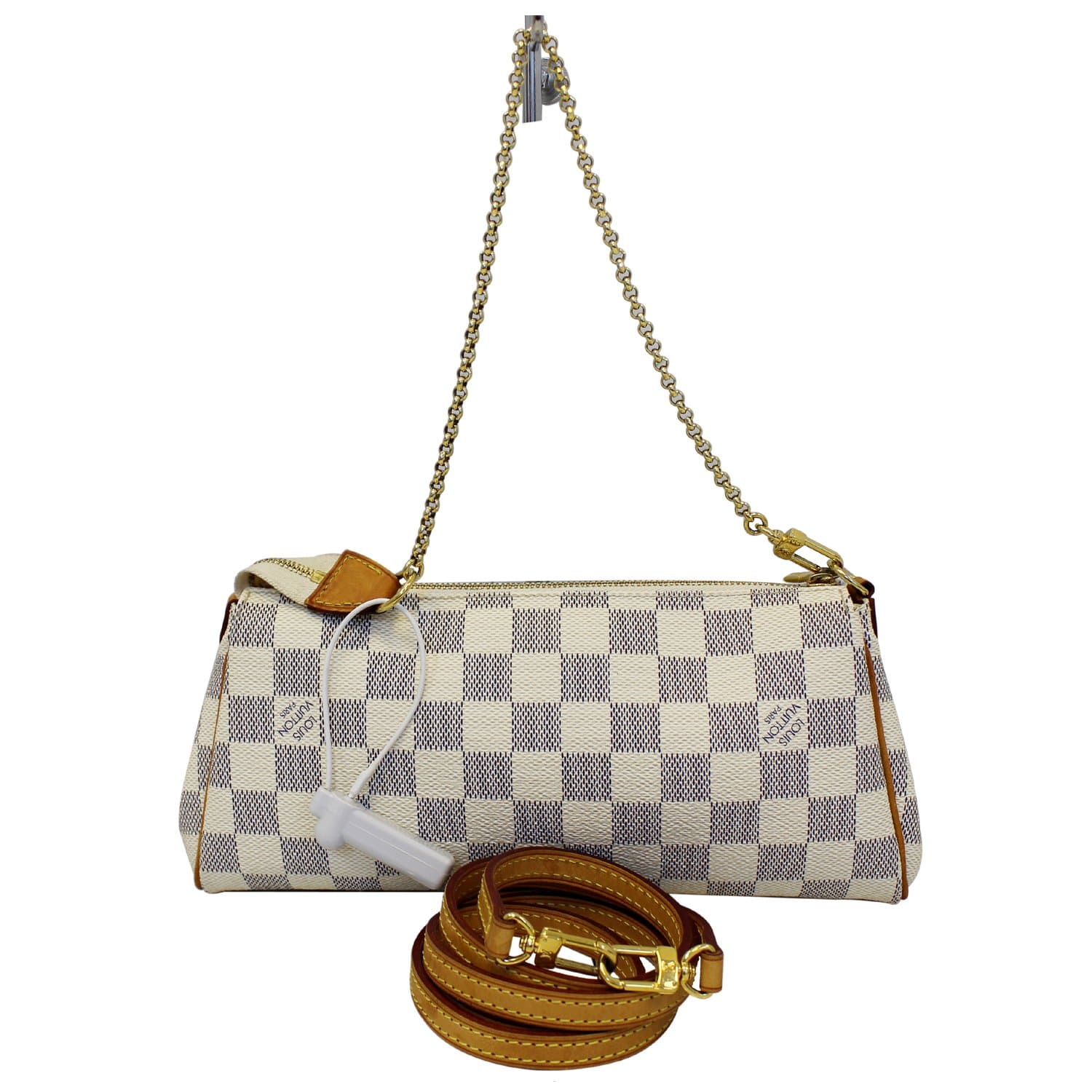 LOUIS VUITTON LOUIS VUITTON Eva Clutch Shoulder Bag N55214 Damier Azur  Canvas White Used Women N55214