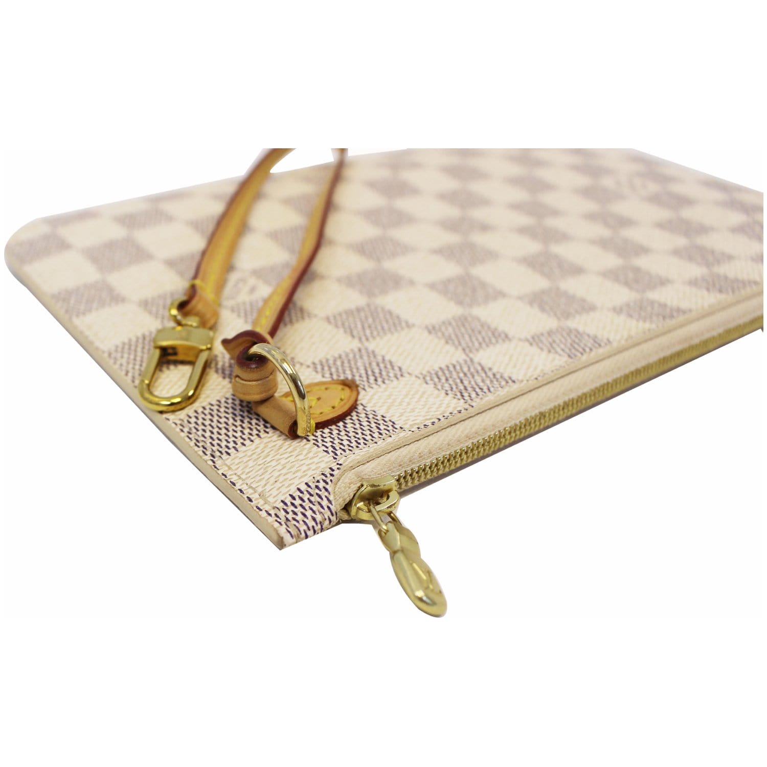 LOUIS VUITTON Pochette Wristlet Pouch Damier Azur Neverfull MM White-US