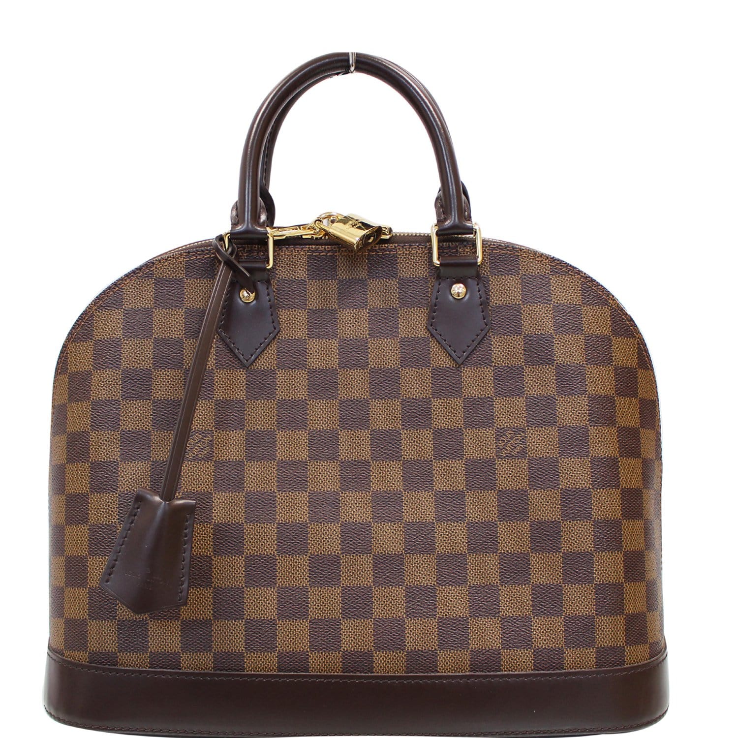 LOUIS VUITTON Alma Damier Ebene Satchel Handbag Brown-US