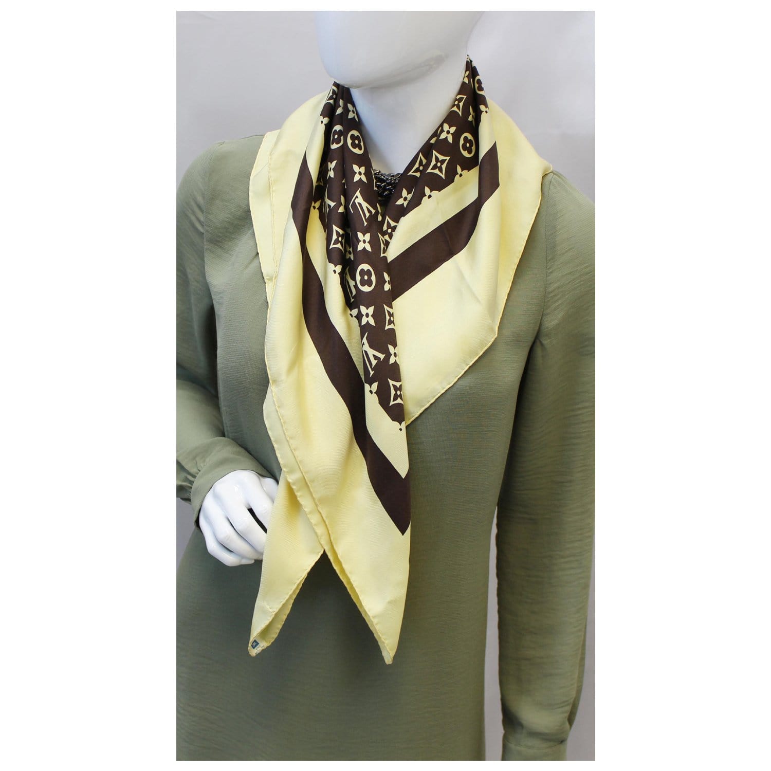 LOUIS VUITTON Silk Monogram Scarf Brown-US