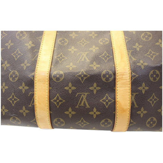 Louis Vuitton Boston Bag Keepall 55×25cm Height 30cm Monogram Brown Gold  Unisex