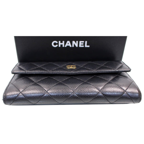 Chanel Gusset Flap Caviar Leather Wallet