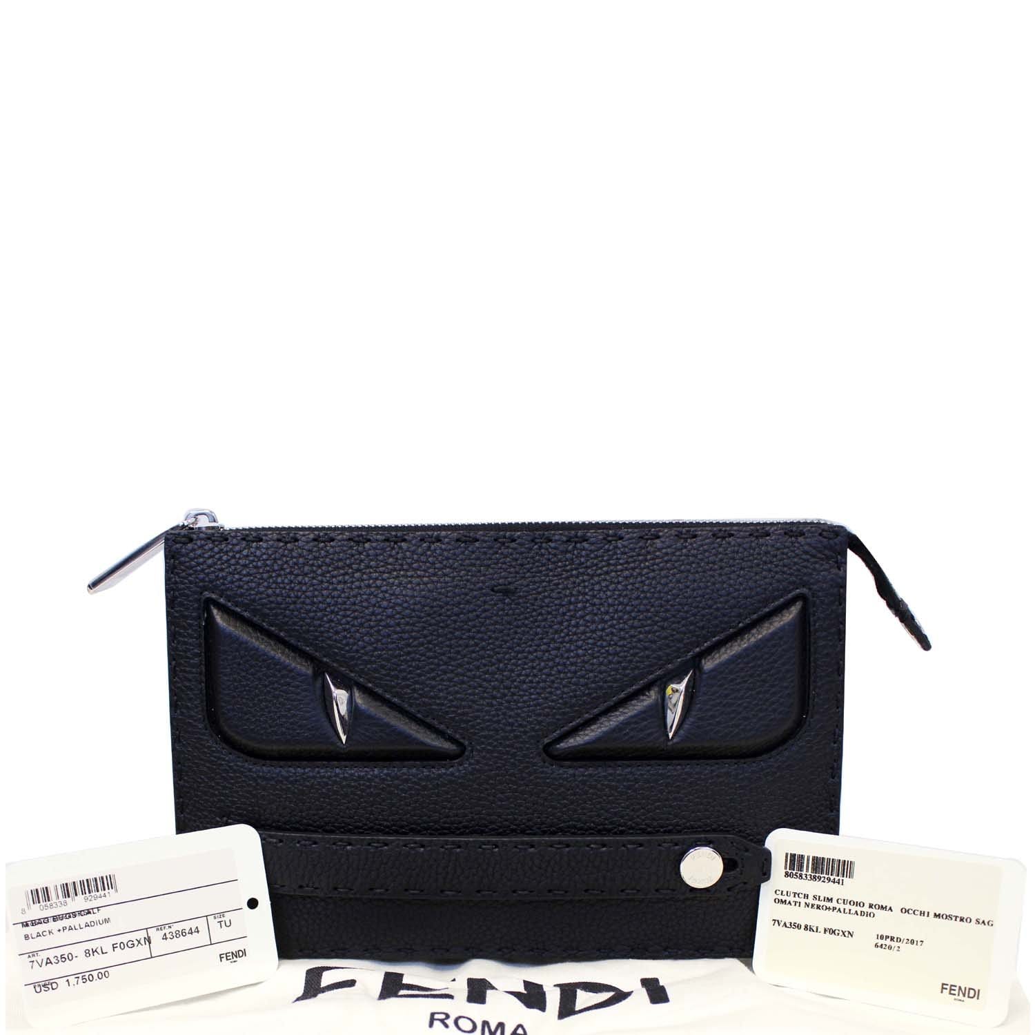 FENDI CLUTCH SLIM BLACK +PALLADIUM