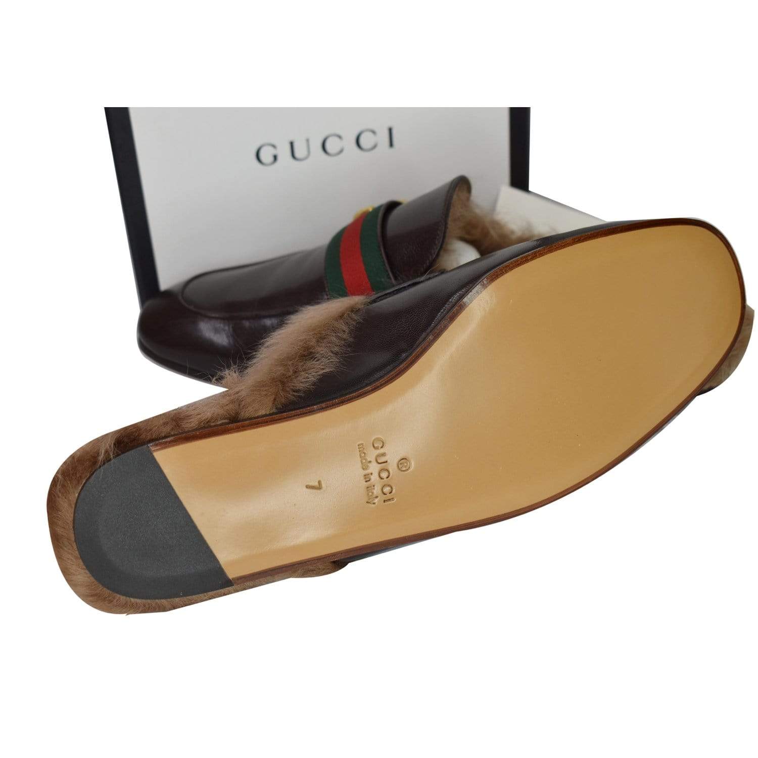 Gucci Princetown Fur Leather Slipper 