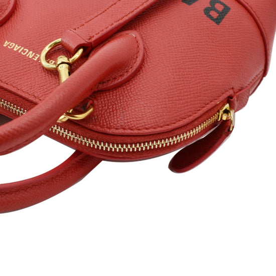 BALENCIAGA Ville Dome Leather Top Handle Crossbody Bag Red