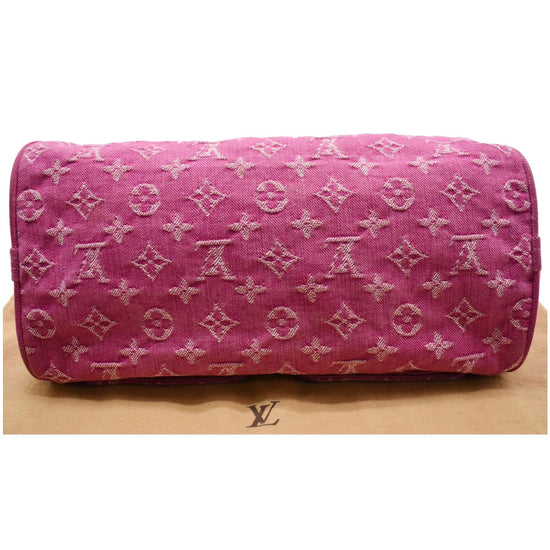 LOUIS VUITTON Neo Speedy Denim Monogram Satchel Bag Pink