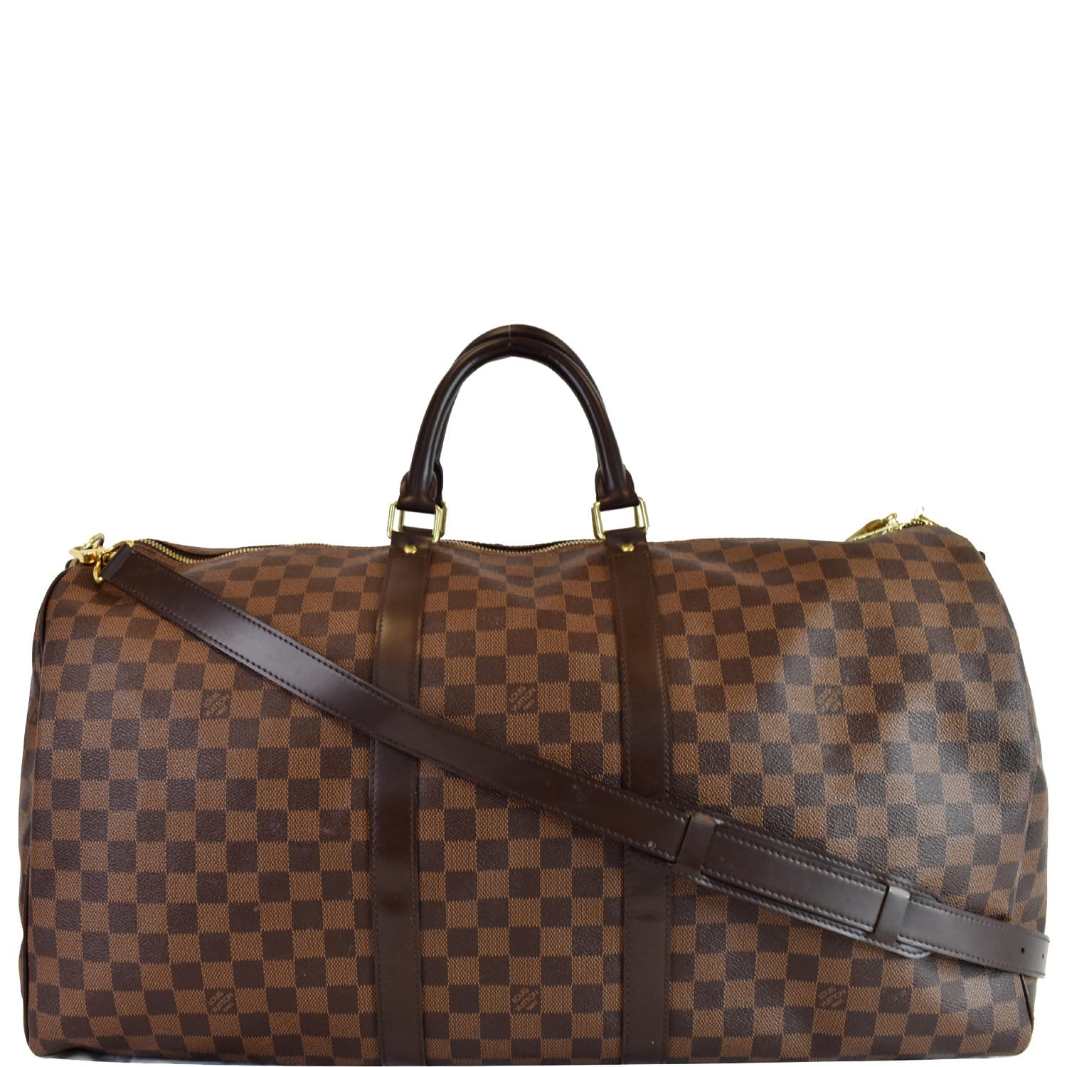 LOUIS VUITTON Keepall Bandouliere 55 Damier Ebene Travel Bag Brown - H