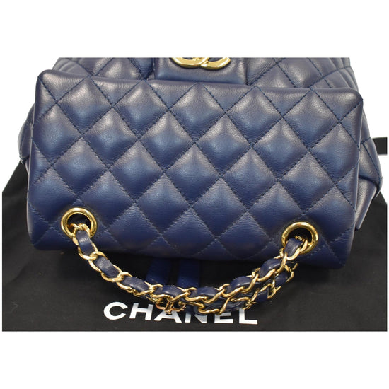 CHANEL Small Urban Spirit Quilted Lambskin Backpack Bag Navy