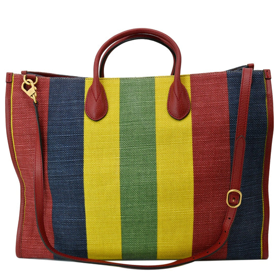 GUCCI Baiadera Stripe Canvas Tote Bag Multicolor 630358