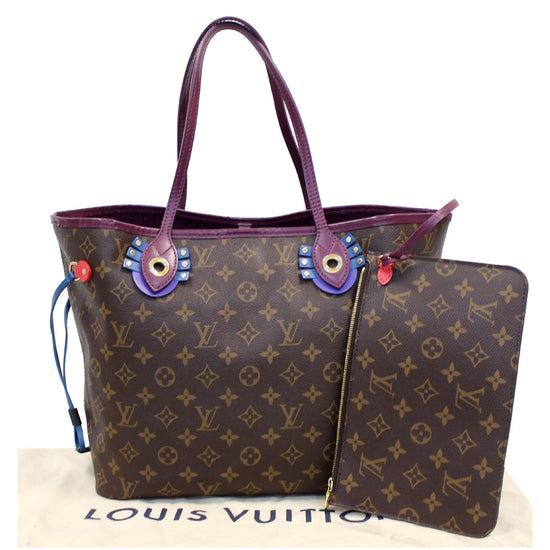 LOUIS VUITTON Neverfull MM Totem Monogram Canvas Tote Shoulder Bag Red