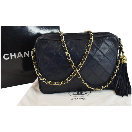 Chanel Vintage Small Black Quilted Lambskin Front Pocket Camera Bag