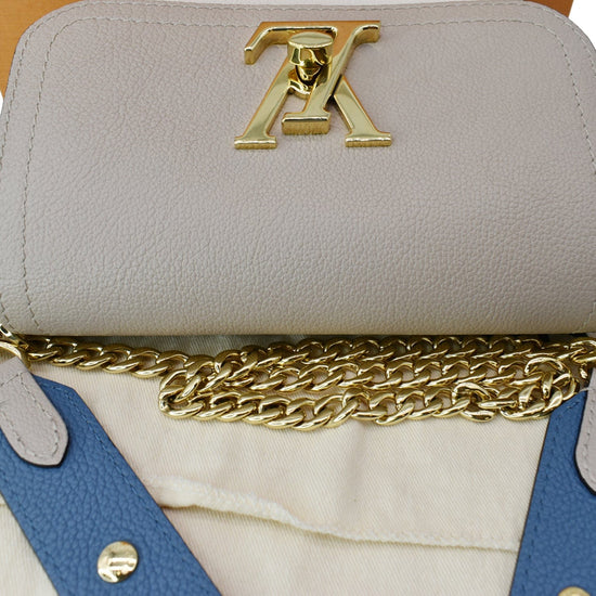 LOUIS VUITTON Lockme Tender Grained Calfskin Leather Shoulder Bag Blue