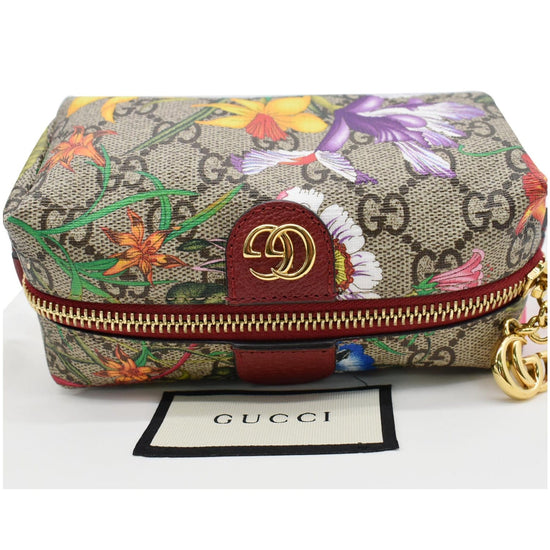 GUCCI Ophidia Floral GG Supreme Monogram Cosmetic Case Red 548394