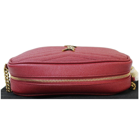 YSL Red Grained Leather Lou Lou Camera Bag Mini QTB1NG18R9001