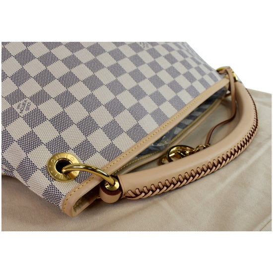 LOUIS VUITTON Artsy MM Damier Azur Shoulder Bag White-E5475-SOLD