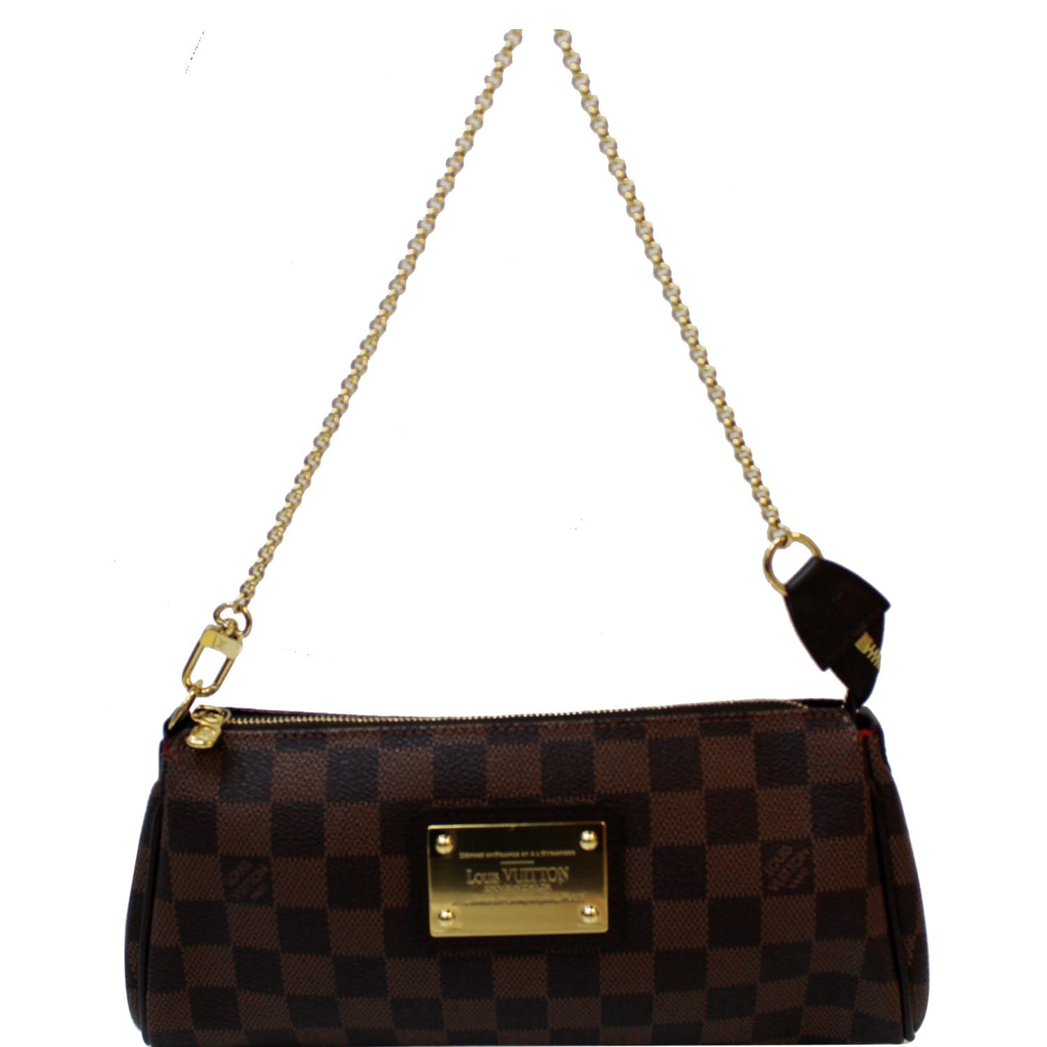 Louis Vuitton Damier Eva Purse With Gold Short Chain And Leather Crossbody  Strap