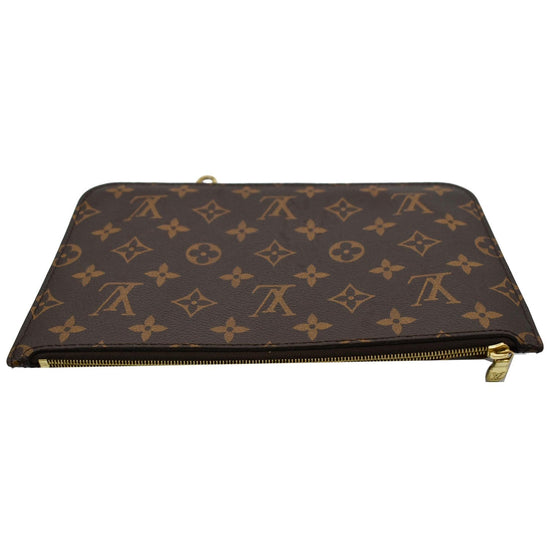 LOUIS VUITTON Neverfull MM Pochette Wristlet Pouch Monogram Canvas Bro