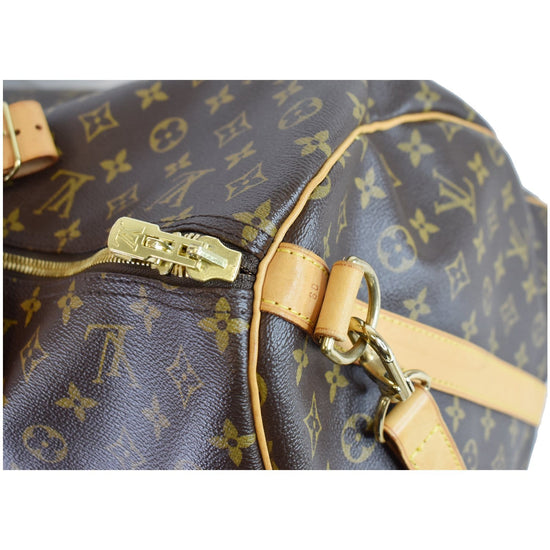 LOUIS VUITTON Keepall Bandouliere 60 Monogram Brown PVC Gold TopHandlebag  Unisex