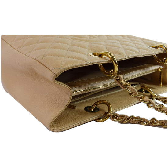 Chanel Grand Shopping Tote (GST) Bag Beige Caviar Gold Hardware