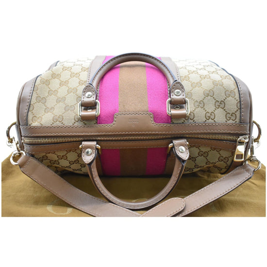 GUCCI VINTAGE WEB ORIGINAL GG CANVAS BEIGE/EBONY BOSTON BAG - CRTBLNCHSHP