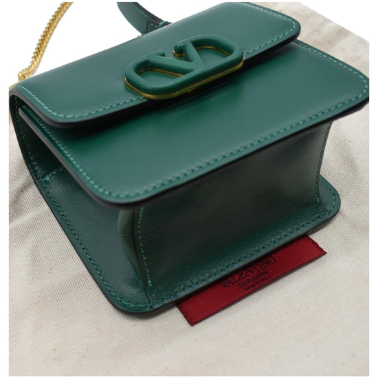 VALENTINO Green Smooth Calfskin Leather VSLING Micro Shoulder Bag *READ*