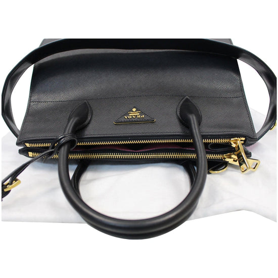 PRADA Paradigme Saffiano Leather Tote Shoulder Bag Black