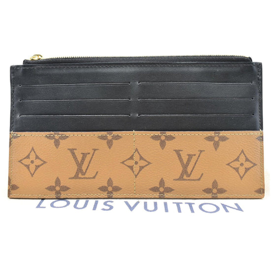 Louis+Vuitton+Slim+Pouch+Brown+Black+Canvas+Leather+Monogram for sale  online