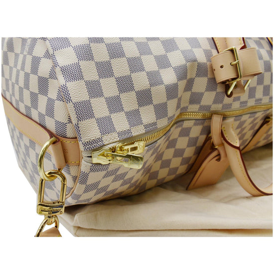 Louis Vuitton Keepall BANDOULIÈRE 55 Damier Azur at 1stDibs