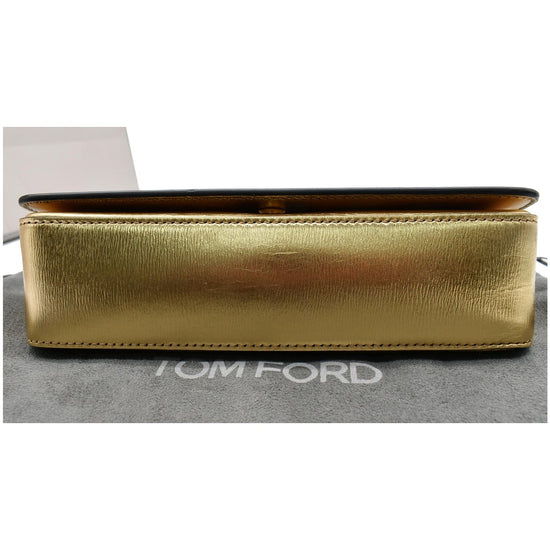 TOM FORD Triple Chain Small Embellished Metallic Leather Shoulder Bag