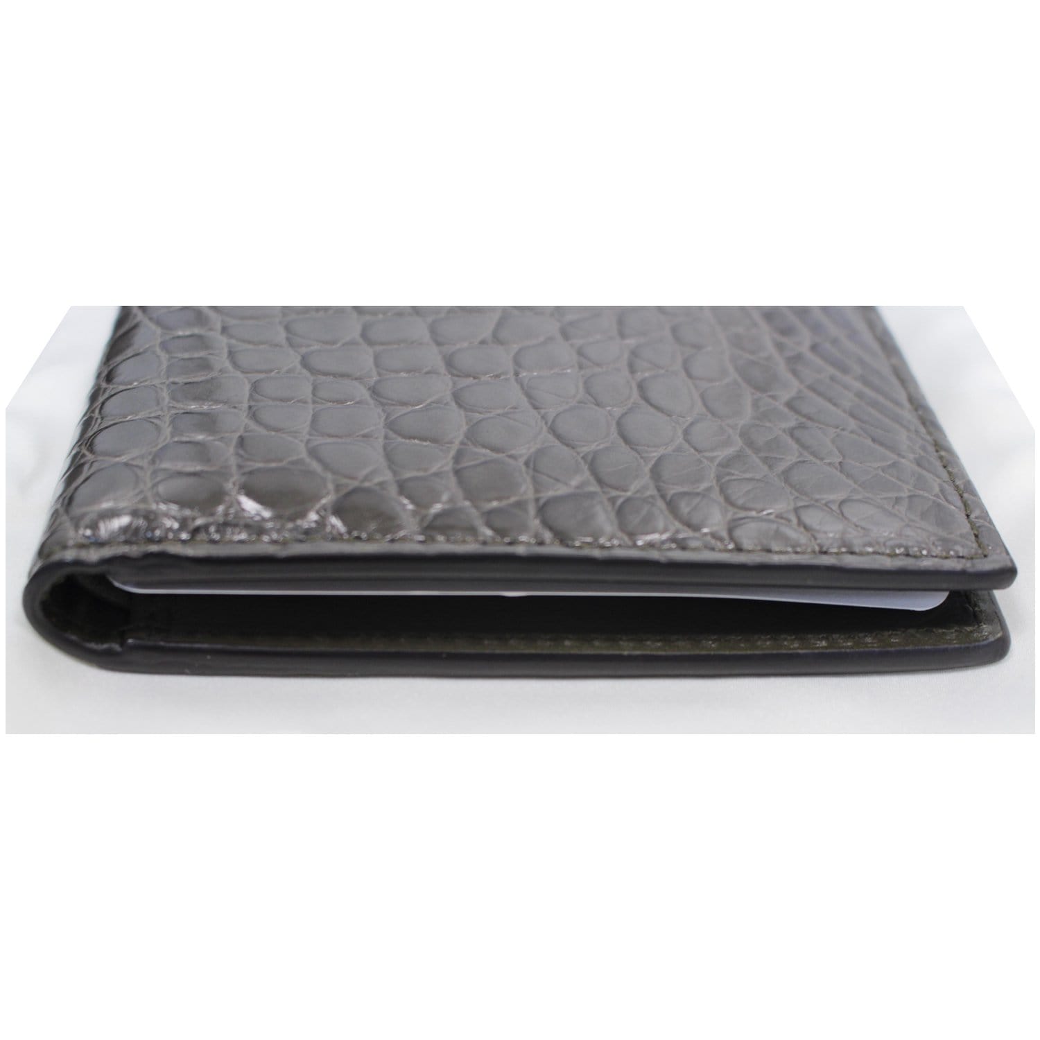 Gucci Bi-Fold Crocodile Wallet Black -