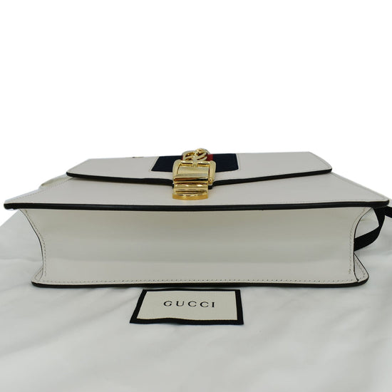Gucci Sylvie Small Leather Shoulder Bag White 421882