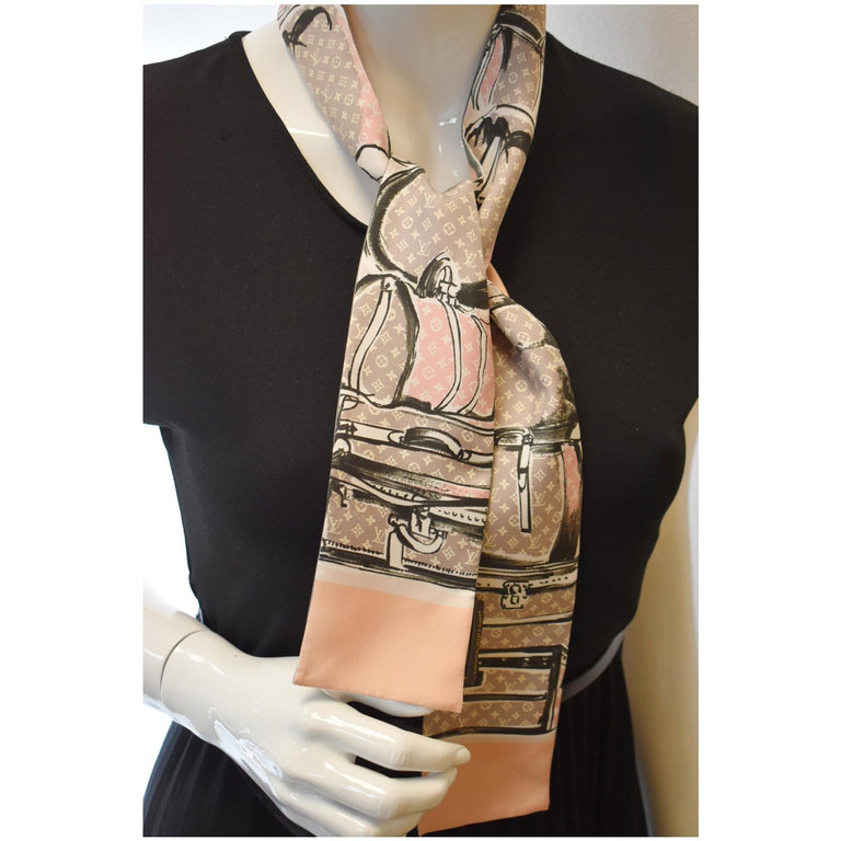 Louis Vuitton Monogram Trunks Silk Bandeau Scarf - Yoogi's Closet