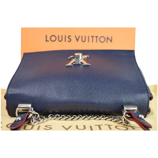 LOUIS VUITTON Lockme II BB Pebbled Leather Shoulder Bag Blue - 25% OFF