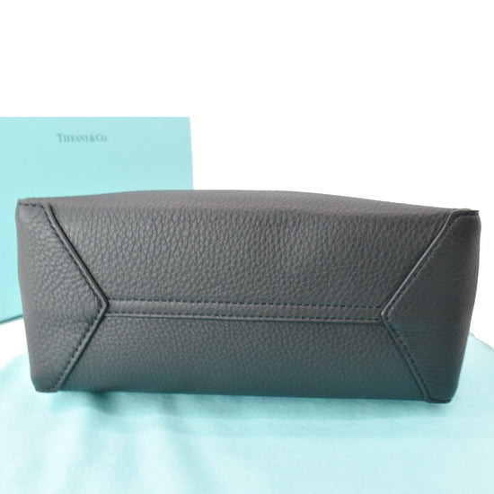 Tiffany&Co Black Tote Purse Grain Leather Handbag Lg 11”x19”x6” Stunning!
